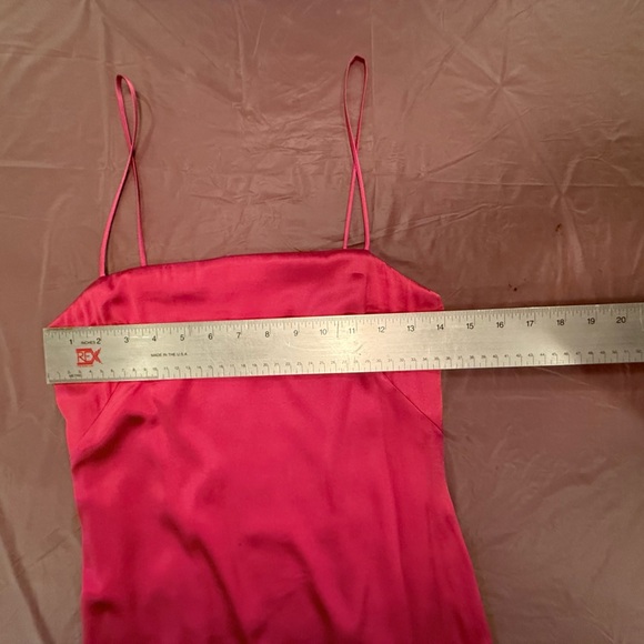 Vintage Y2K Pink Silk Midi Spaghetti Strap Dress with Ruffle Hem Size 4/Small - Picture 6 of 9